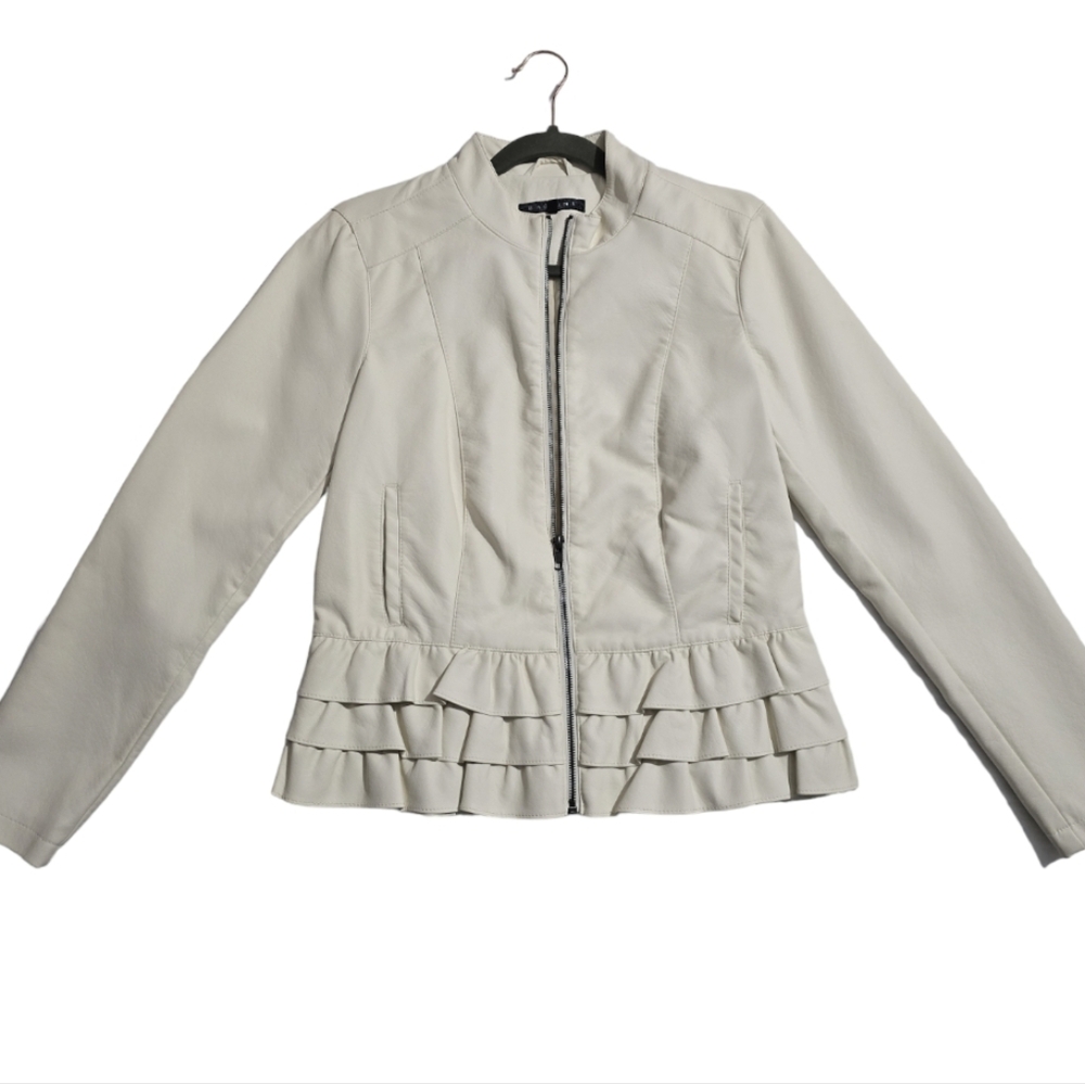 Ivory Baccini Women's Size SM PU Leather Jacket